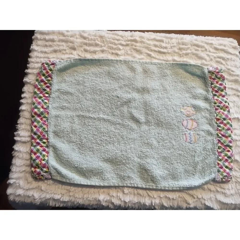 Vintage Easter Eggs Spring Fingertip Towel Embroidered pastel green pink blue